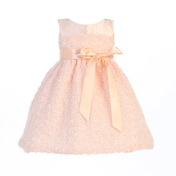 Lito Little Girls Peach Chiffon Flowers Tulle Special Occasion Easter Dress 2T-6 - SophiasStyle.com